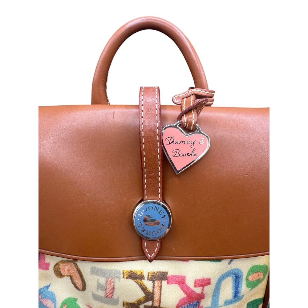 🎒 Dooney & Bourke Multicolor Logo Backpack Leather Trim Mini Bag Purse - Picture 4 of 10